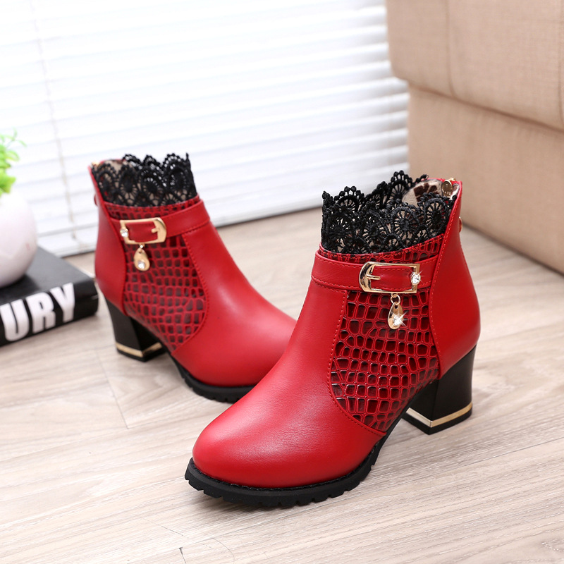 European And American Martin Boots High Heel Women's Short Boots