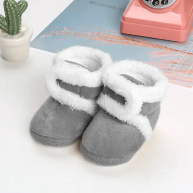 Soft Soled Toddler Shoes Winter Plus Velvet Cotton Shoes Grey - Shop at LoveMi