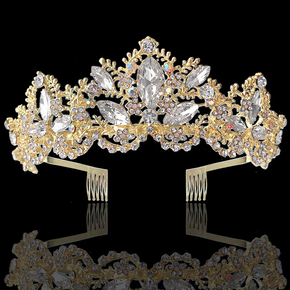 Baroque Exquisite Crown Bridal Light Gold Crown Wedding Accessories — foto 5
