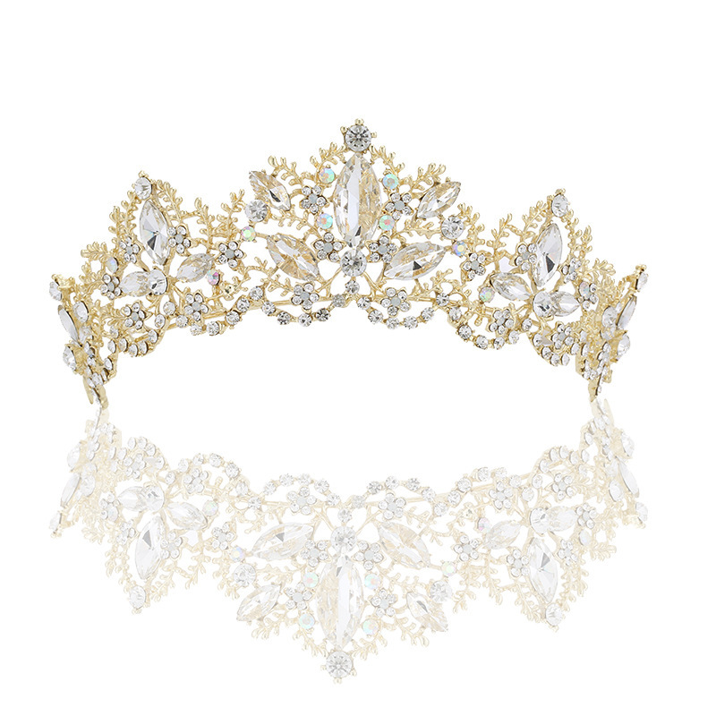 Baroque Exquisite Crown Bridal Light Gold Crown Wedding Accessories — foto 4