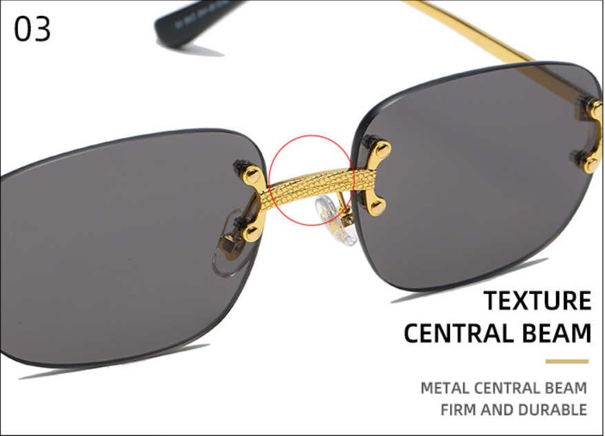 Title 9, Metal Frameless Square Color Film Sunglasses