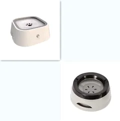 Non-wet Mouth Dog Bowl, Floating Bowl, Anti-overturning - Grey White Set - View 1