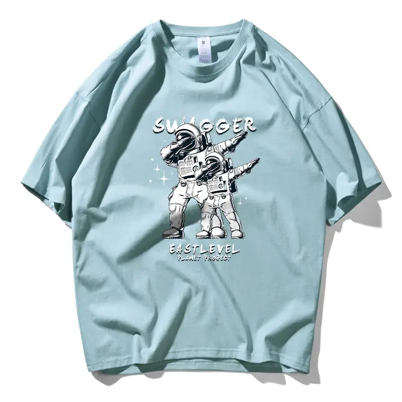 Summer T-shirt Men And Women Pure Cotton Loose Astronaut Print Short Sleeve