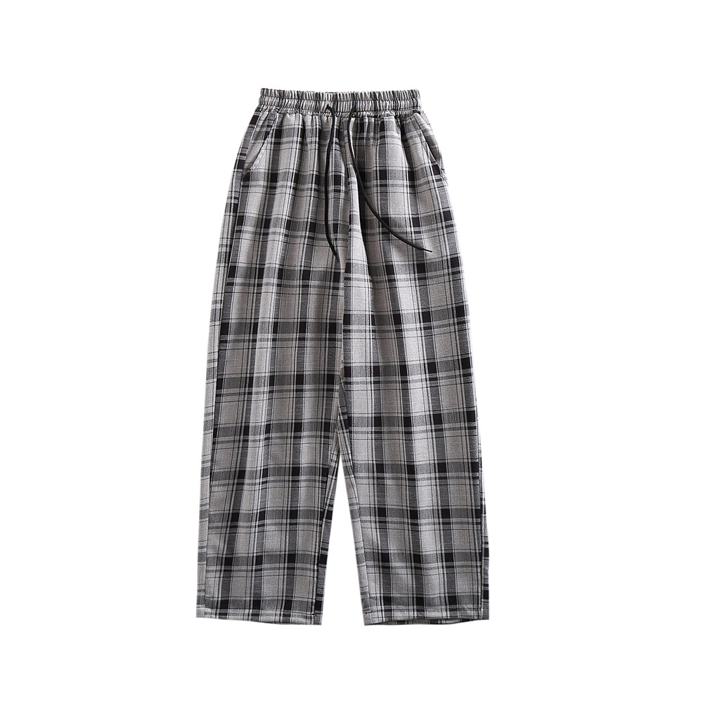 Title 4, Korean Style Trendy Wide-Leg Plaid Casual Pants...