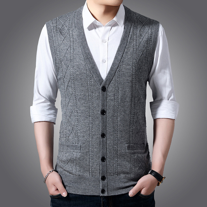 Cardigan With Button Pockets And Wool Back