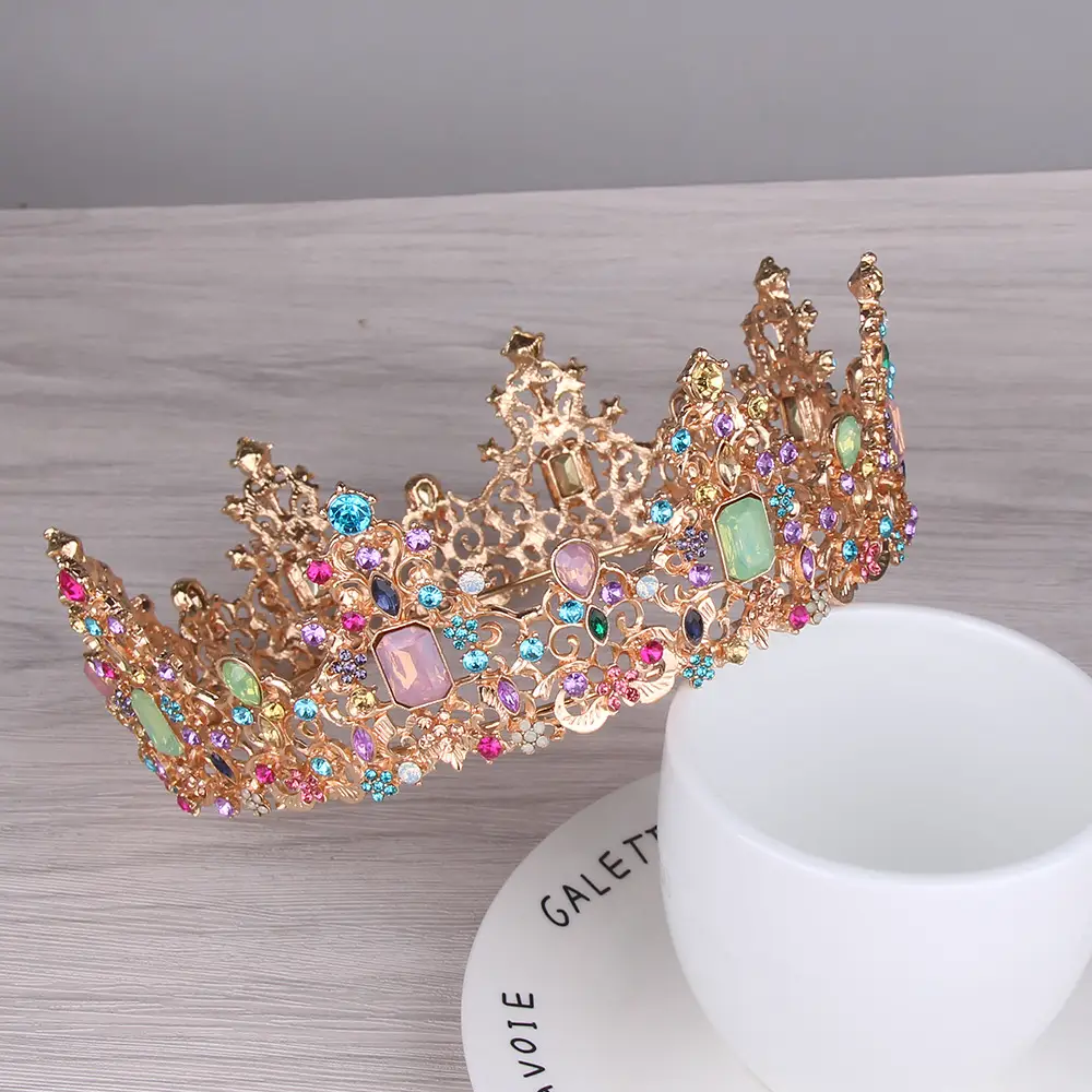 Colorful Jelly Color Full Crown Wedding Head Ornament
