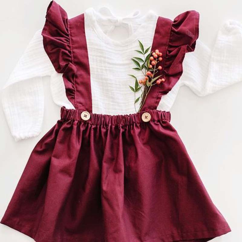 Girls Round Neck Sleeveless Lotus Leaf Lace Dress Suit