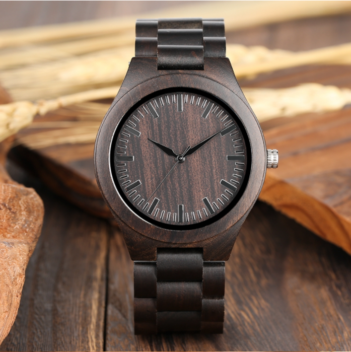 Simple And Generous Full Ebony Men's Quartz Watch