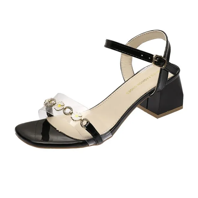 Girls High Heels Korean Style All Match Open Toe Fashion Women's Shoes Black - Shop at LoveMi
