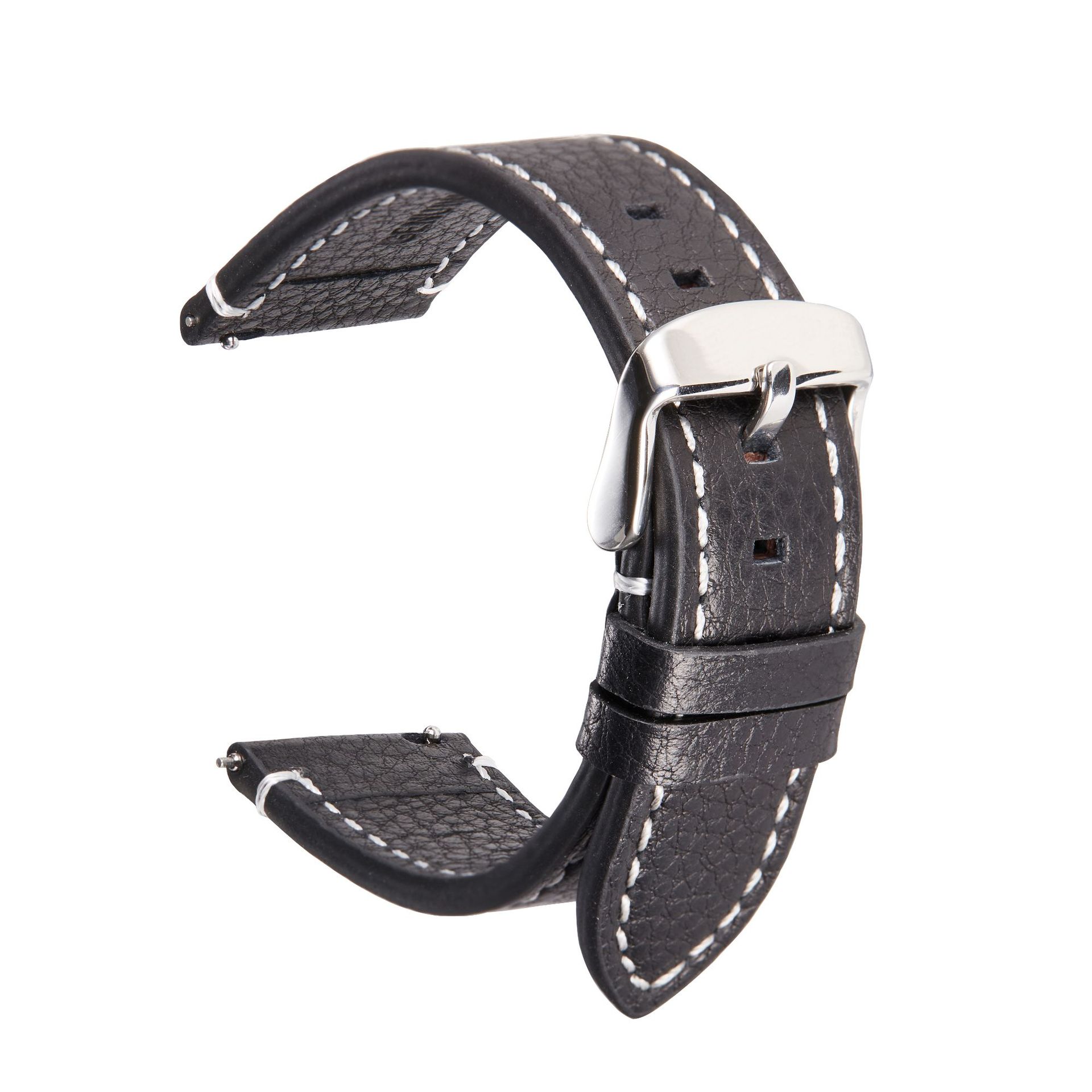 Quick Release Leather Strap Soft Lychee Pattern Watch Strap