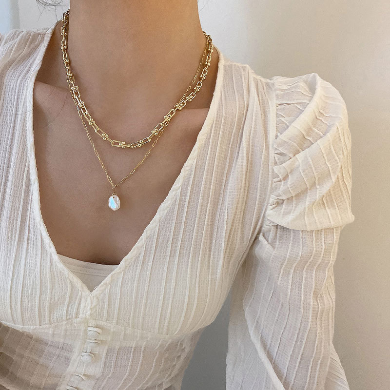 French Vintage Stacked Baroque Pearl Chain