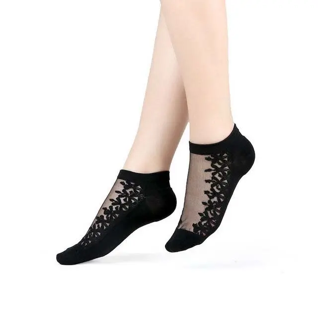 Sexy Lace Mesh Socks Transparent for Women Ankle Thin