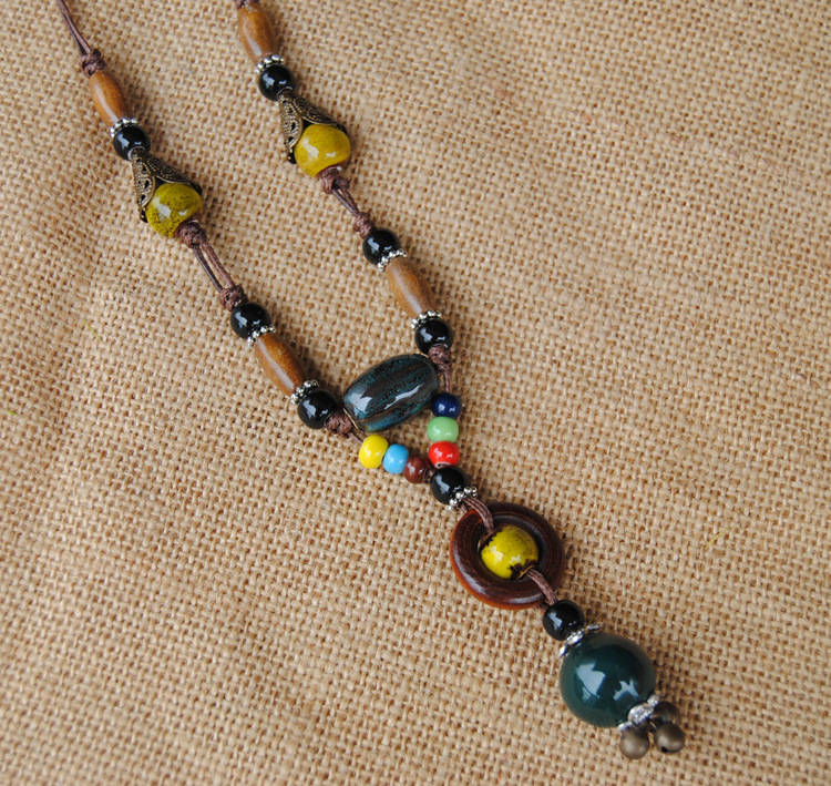 Ladies Ethnic Style Classic Retro Ceramic Necklace