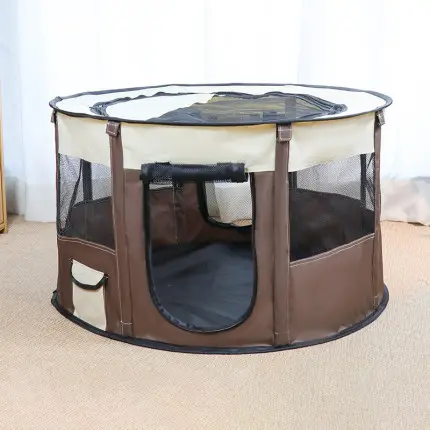 Removable Pet House Oxford Cloth Crate Room Playing Exercise — Coffee / 72X40cm