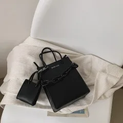 Large Capacity One Shoulder Tote Bag Fashion Handbag - Black - View 1