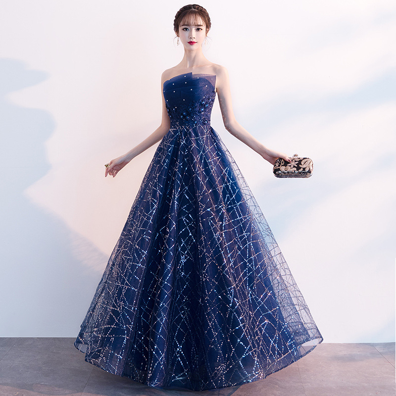 Sexy Strapless Long Evening Gown Toasting Navy - Shop at LoveMi