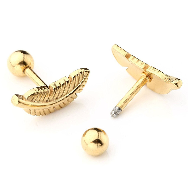 Ear Bone Nail Feather Lip Nail Piercing Jewelry
