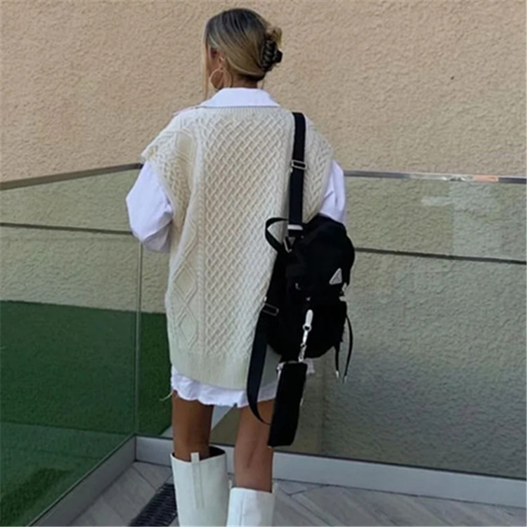 Pure Color Loose and Thin College Style Knitted Vest Vest