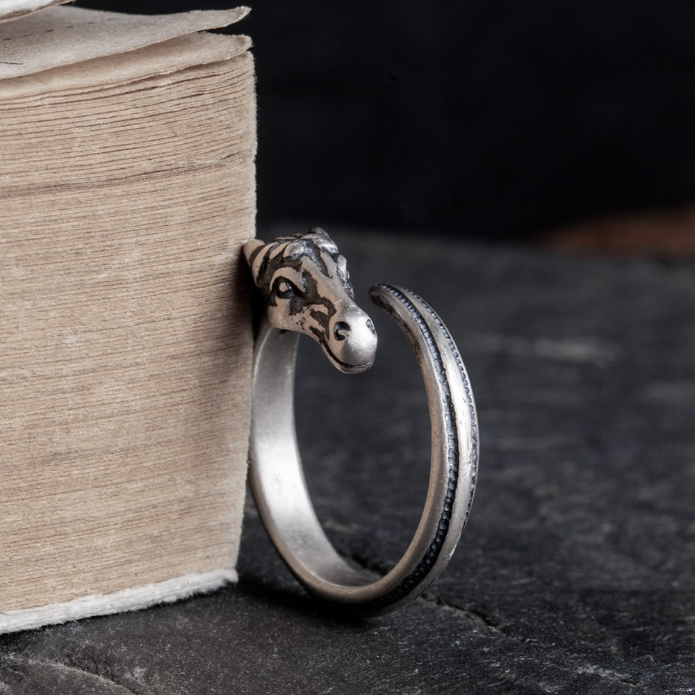 925 Sterling Silver Vintage Distressed Horse Head Ring