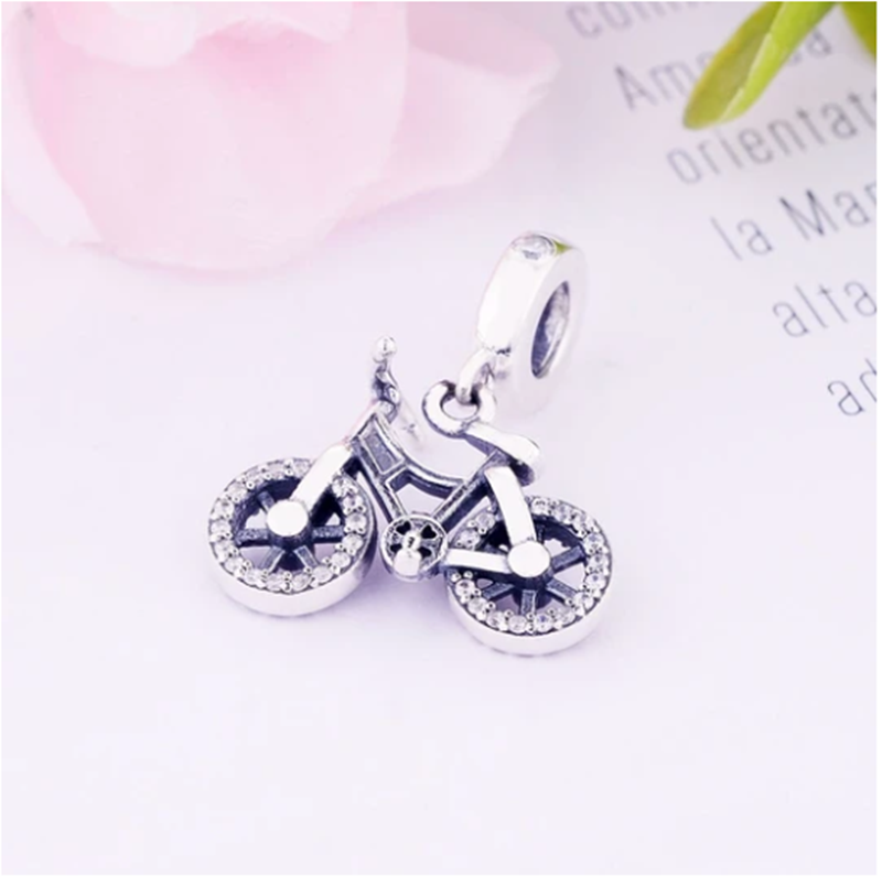 925 Sterling Silver Beautiful Dazzling Wish Pendant Bicycle Pendant