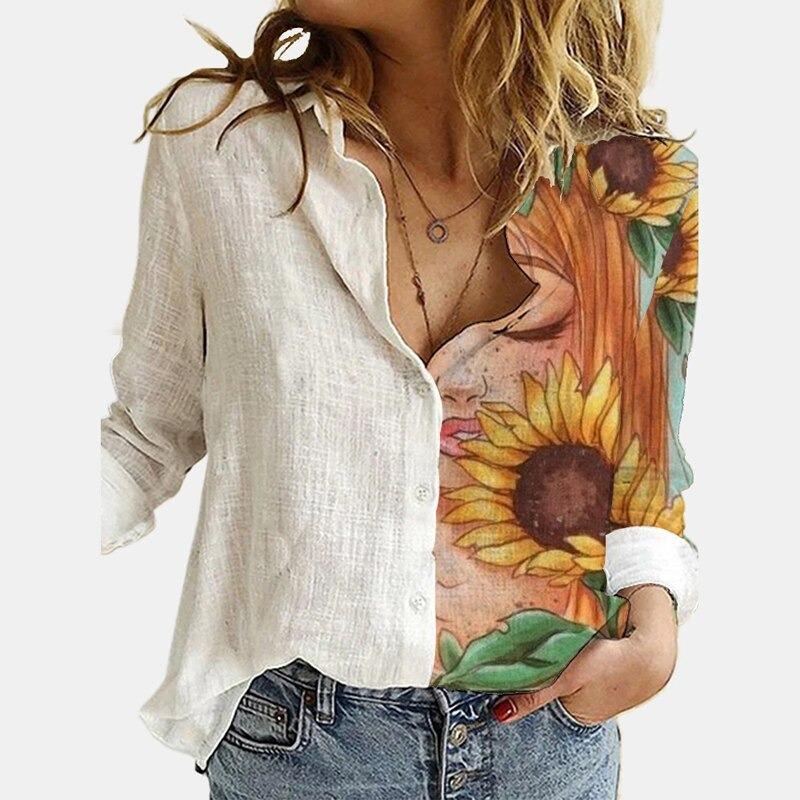 Sunflower Digital Print Long Sleeve Shirt
