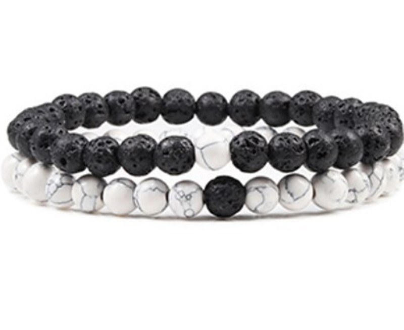 Black Lava Volcanic Stone Elastic Bracelet
