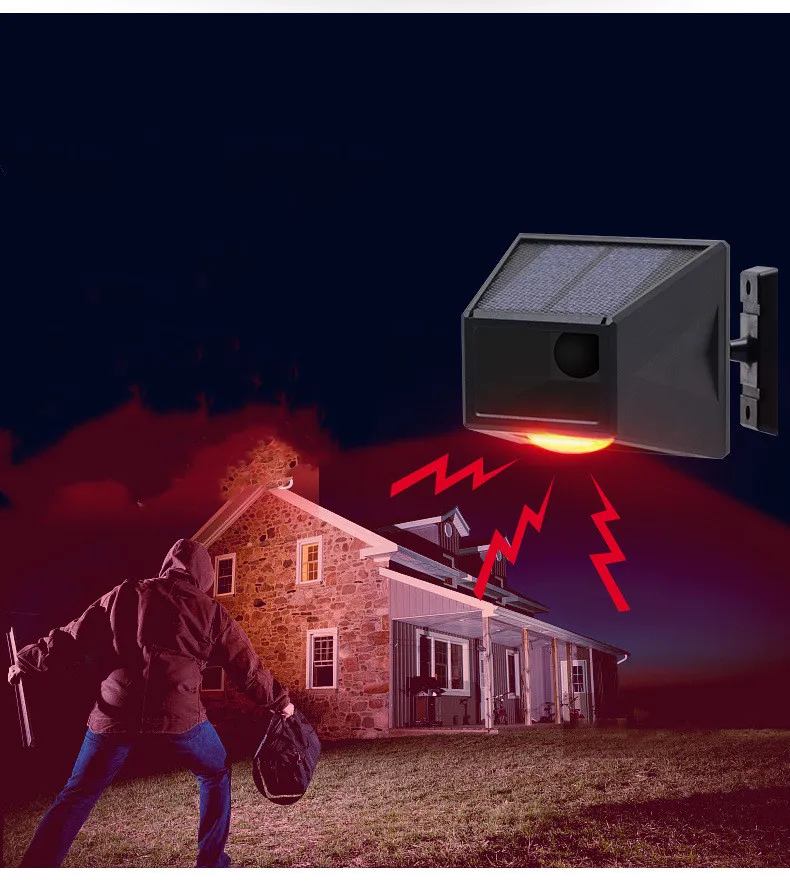 Solar Infrared Body Sensing Remote Control Alarm Lamp – image 4