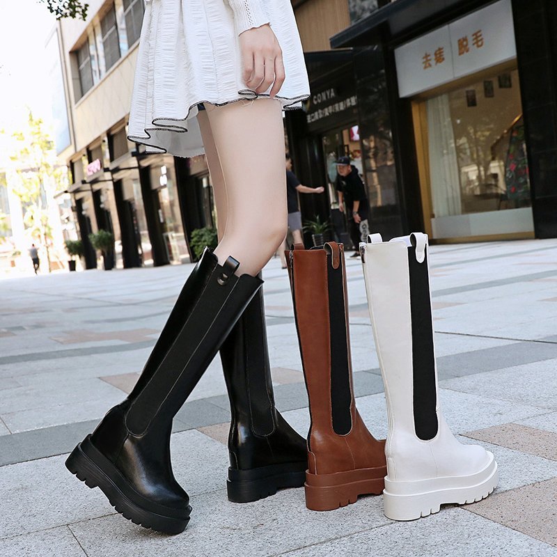 Thick-Soled Heighten All-Match British Style Ins Trend Korean High Boots