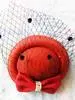 Retro British Net Yarn Headdress Small Top Hat Female Pearl Beret Red - Shop at LoveMi