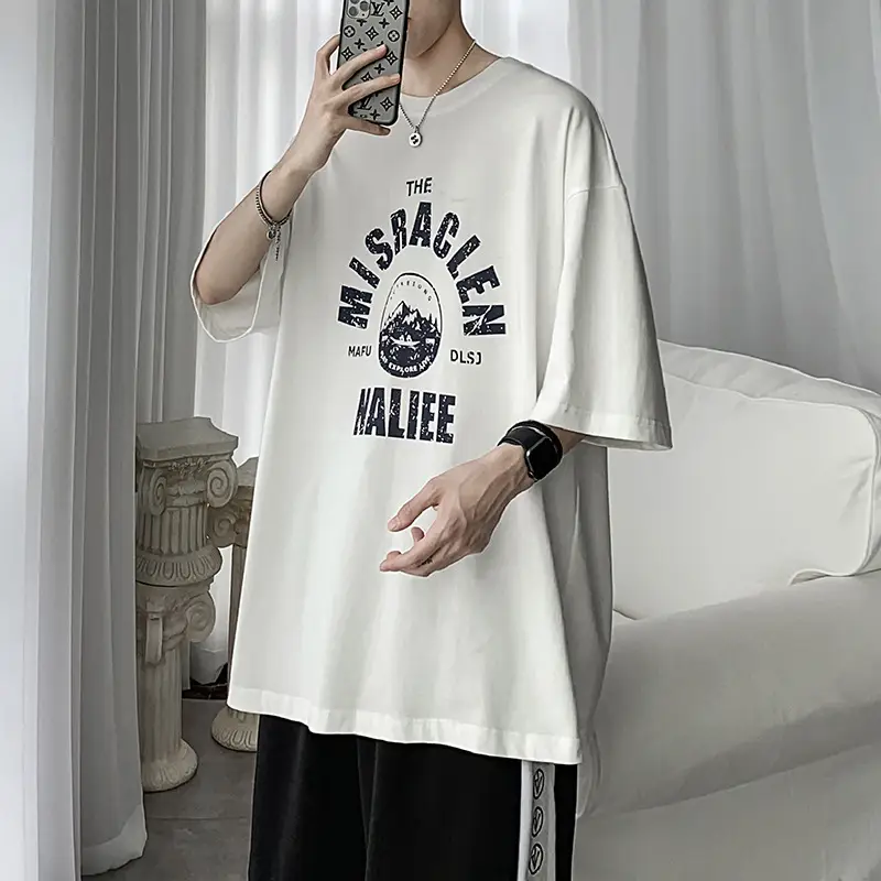 Harajuku Style Boys Fat Plus Size Loose Short Sleeve T-Shirt