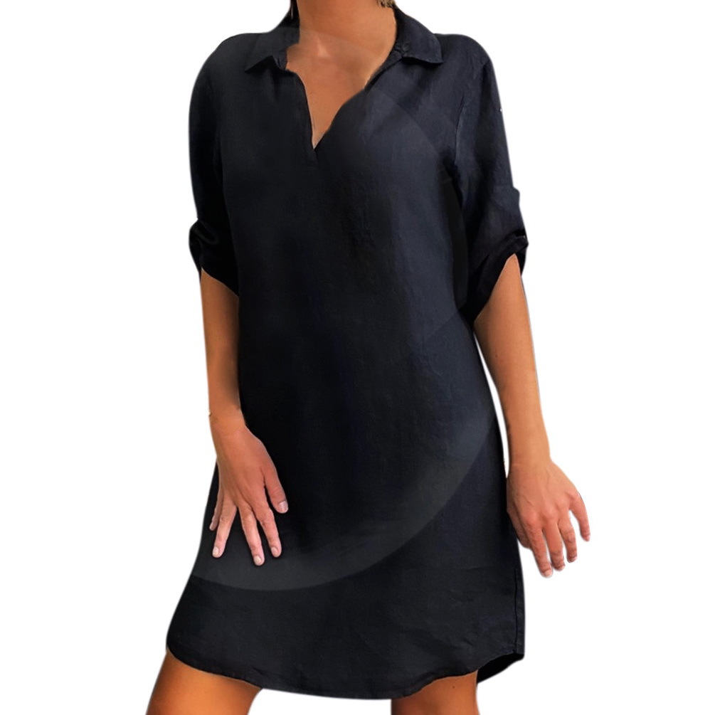 New Nordic Style Short Sleeve Ladies Shirt Dress