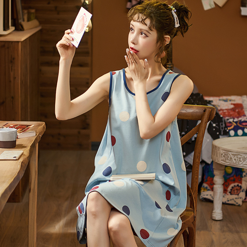 Title 2, Pure Cotton Thin Korean Style Sleeveless Pajama...