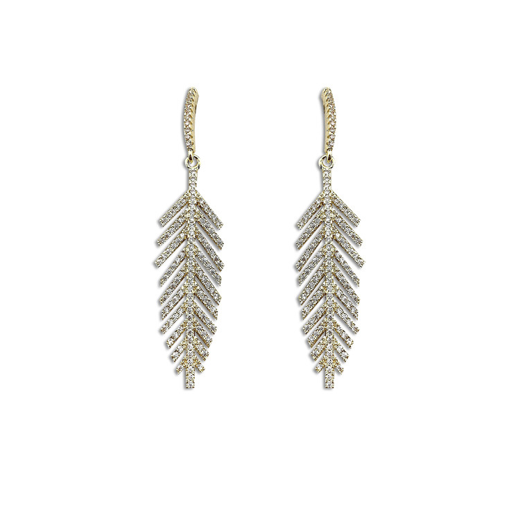 Leaf Earrings Women S925 Silver Needle Micro Inlaid Zircon Fashion Jewelry