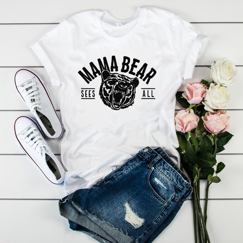 Mama Mom Letter Print T-shirt Short Sleeve Fashion Top