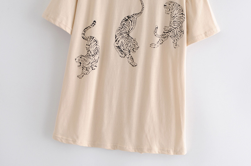 Women's Three Tigers Front And Back Printed T-shirt