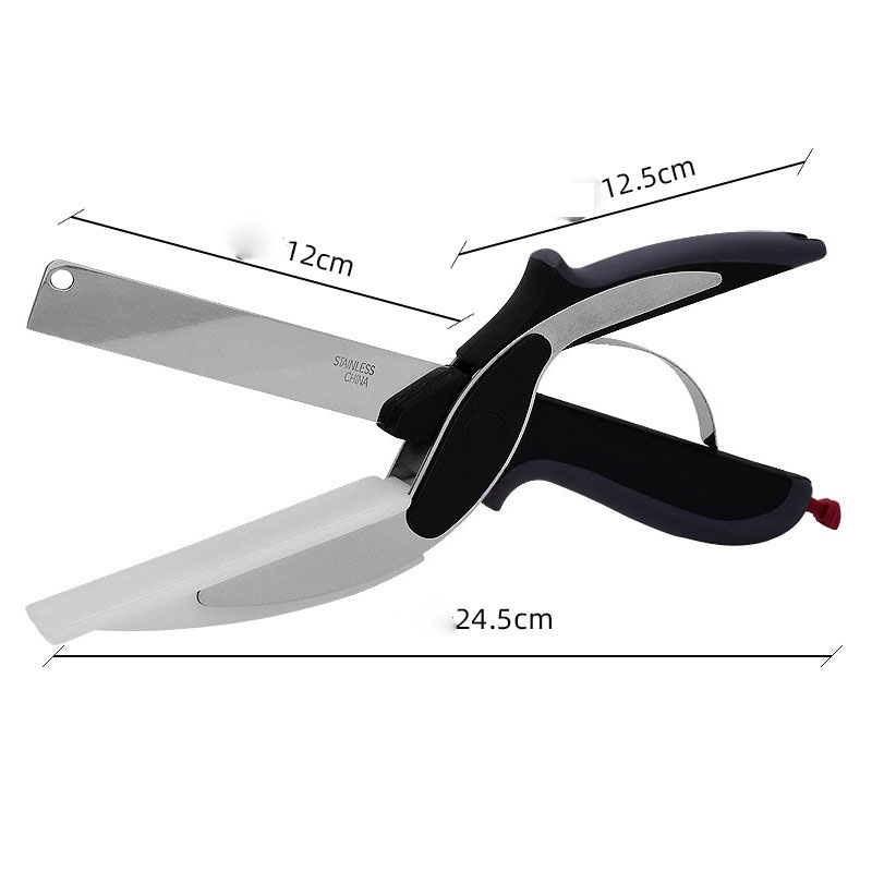 Kitchen Gadget Scissors 2-in-1 Functional Smart Chopping Knife Food Scissors Veg - Picture 7 of 10