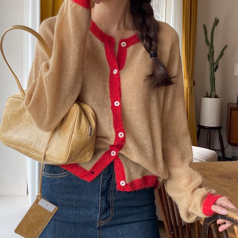 Alpaca Round Neck Buttoned Knit Short Cardigan