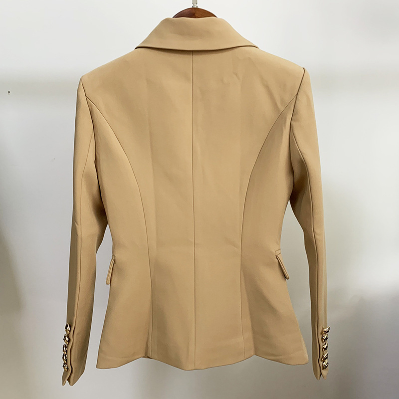 Double-Breasted Metal Button Slim Suit Jacket