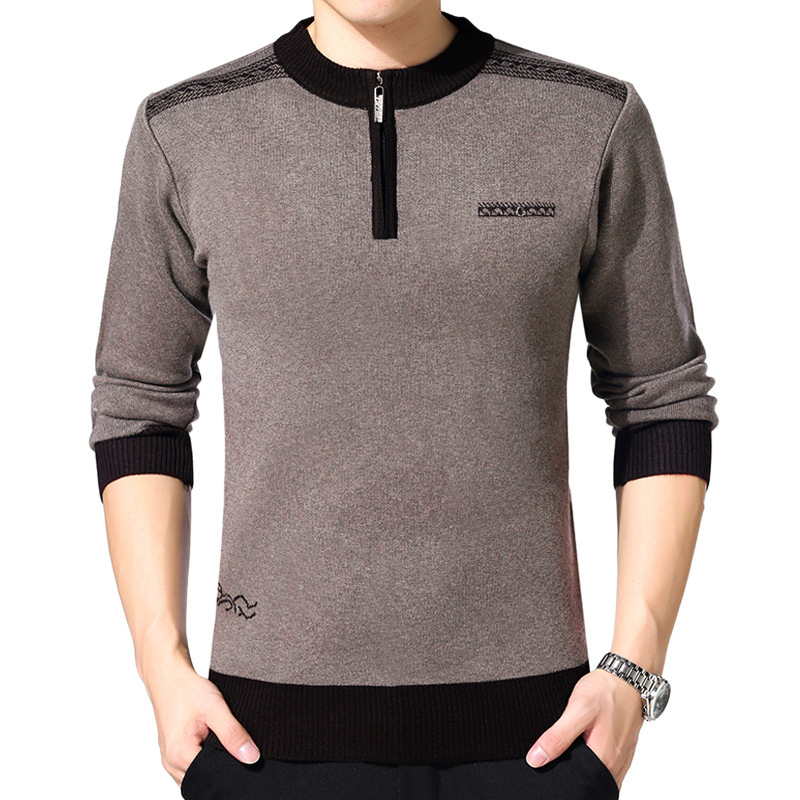 Thickened Semi-Pull Crew Neck Sweater Men's Sweater