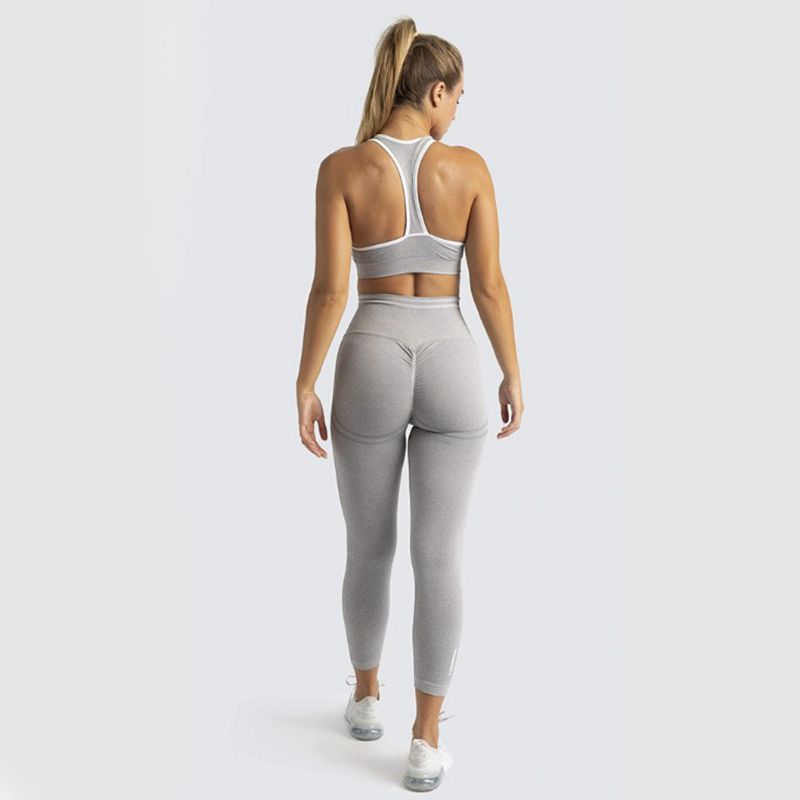Pure Color Seamless High-waist Sports Bra Buttocks Set