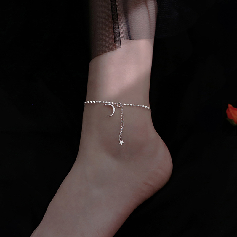 Title 3, Simple 925 Sterling Silver Moon Anklet