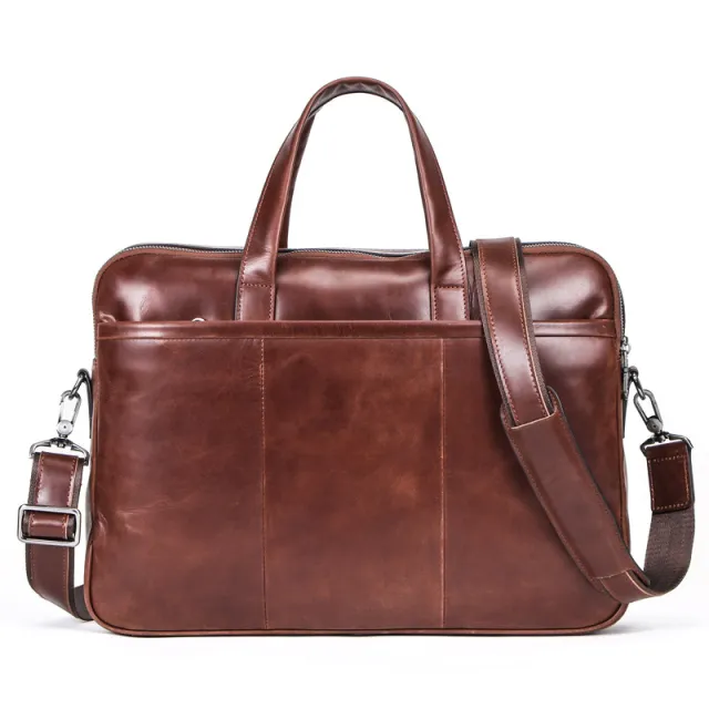 Leather Men's Handbag Multifunctional Briefcase Coffee - Shop at LoveMi