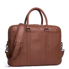Multifunctional Leather Men's Business Briefcase - Brown - View 1