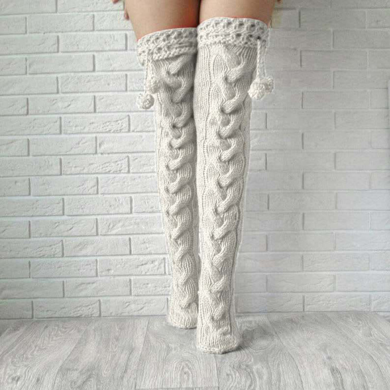 Title 1, Knitted Garter Hair Ball Over The Knee Lengthen...