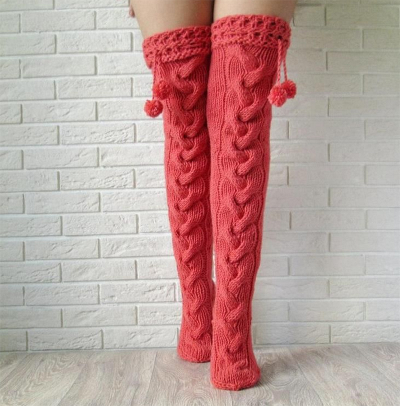 Title 3, Knitted Garter Hair Ball Over The Knee Lengthen...