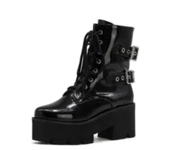 Japanese Harajuku Trifle Platform Motorcycle Punk Martin Cavalier Women's Boots Shoes - C-38 - View 1