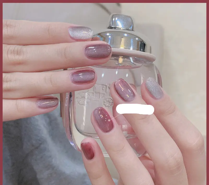 Milk Tea Crystal Stone Cat Eye Nail