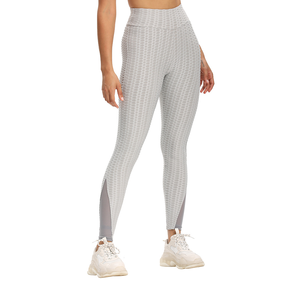 Thick Stitching Mesh Jacquard Cropped Yoga Pants