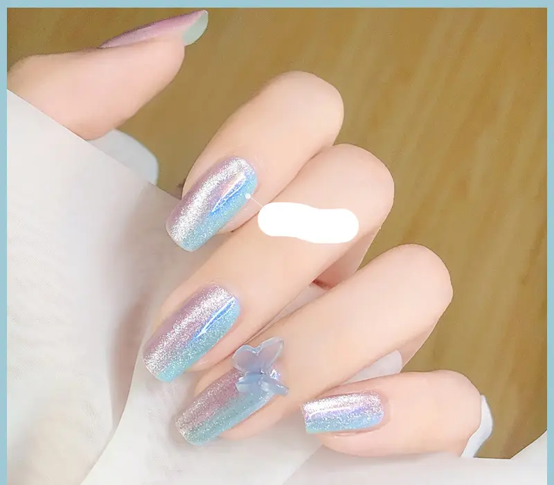 Milk Tea Crystal Stone Cat Eye Nail