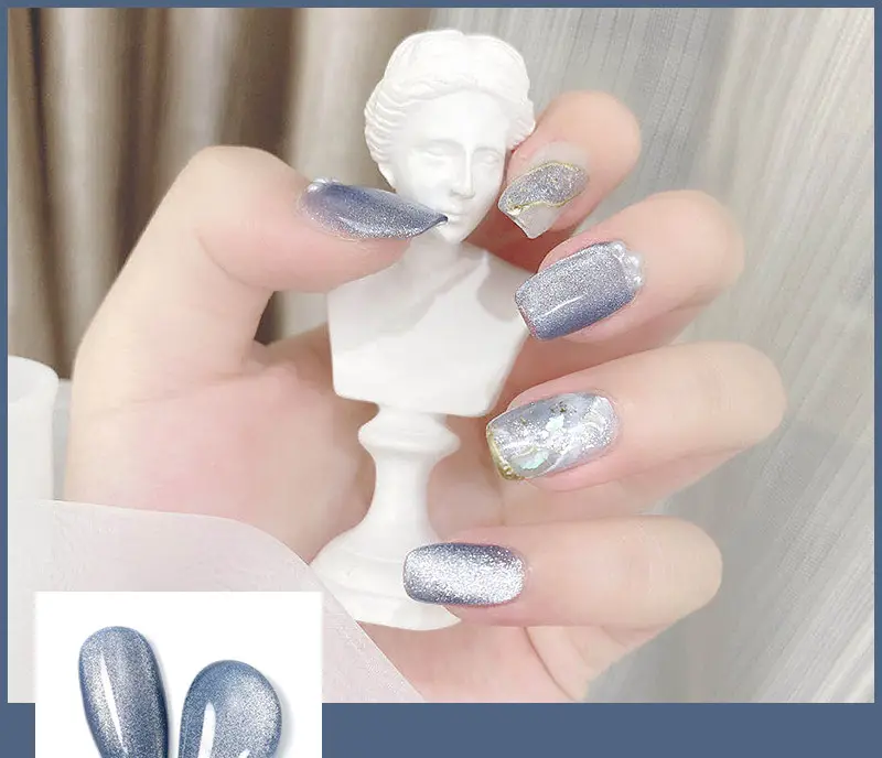 Milk Tea Crystal Stone Cat Eye Nail